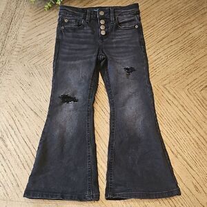 Black Distressed Flare Jeans Size 6 Mid Rise